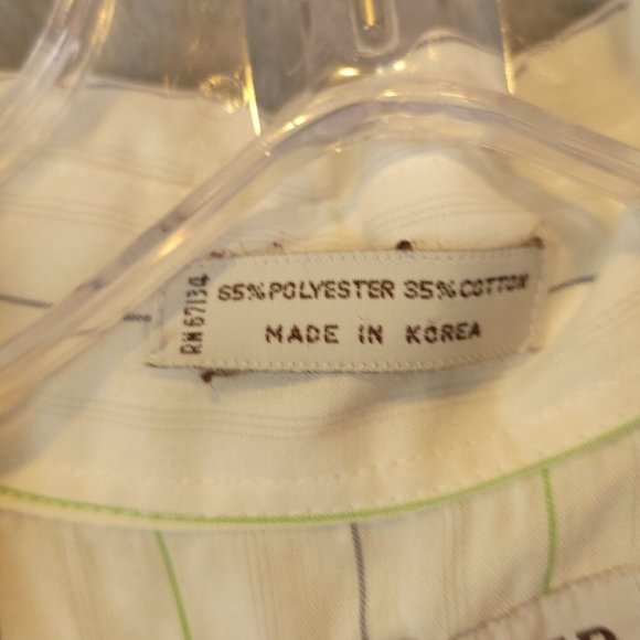 Ranchwear Mens Shirt Button Up Long Sleeve Chest Pockets Stiped Ivory 16.5 33 - Picture 7 of 13